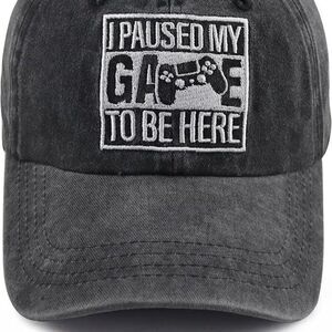 I Paused My Game to Be Here Hat Adjustable Cotton Embroidered Gamer Baseball Cap